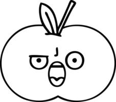 line drawing cartoon red apple vector