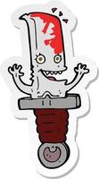 sticker of a crazy cartoon knife character vector