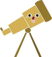 flat color retro cartoon telescope vector