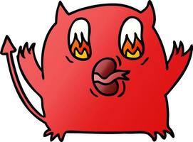 gradient cartoon of cute kawaii red demon vector