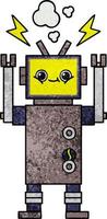 robot de dibujos animados de textura grunge retro vector