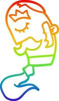 rainbow gradient line drawing cartoon man with mustache vector