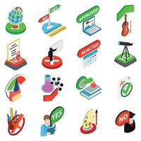 Study test icons set, isometric style vector