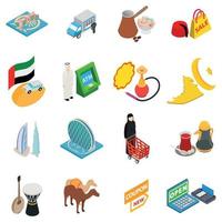 Arabic shopping icons set, isometric style vector