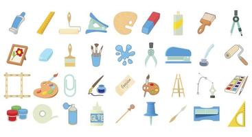 conjunto de iconos de herramientas de pintura, estilo de dibujos animados vector