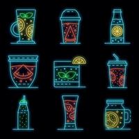 Smoothie icon set vector neon