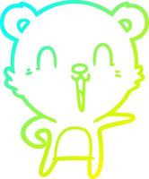 cold gradient line drawing happy cartoon bear vector