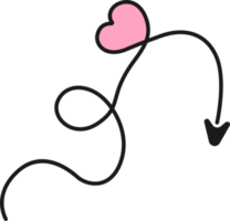 Hand drawn arrow line with heart png