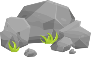 Rock stones and boulders in cartoon style png