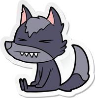 sticker of a angry wolf cartoon vector