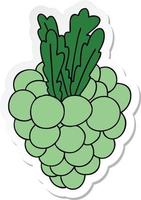 sticker of a quirky hand drawn cartoon bunch of grapes vector