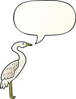 cartoon stork and speech bubble in smooth gradient style vector
