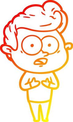warm gradient line drawing cartoon staring man