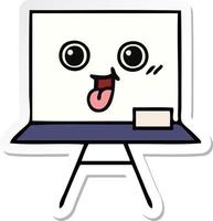 sticker of a cute cartoon white board vector