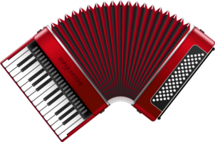 Realistic accordion png illustration isolated on white background