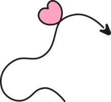 linea di freccia disegnata a mano con cuore png