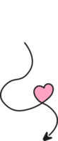 Hand drawn arrow line with heart png