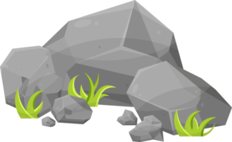 Rock stones and boulders in cartoon style png