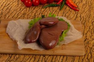 Raw pork kidneys photo