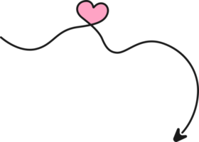 linha de seta desenhada de mão com coração png