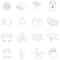 Clean energy icon set outline vector