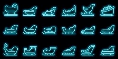 Sleigh icons set vector neon