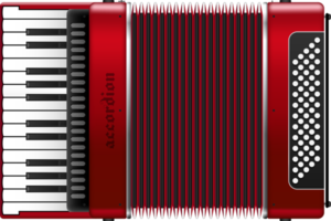 Realistic accordion png illustration isolated on white background