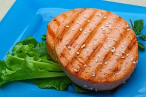 Salmon burger cutlet photo