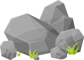 Rock stones and boulders in cartoon style png