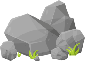 piedras de roca y cantos rodados en estilo de dibujos animados png