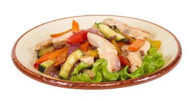 Grilled vegetables and chicken fillet photo