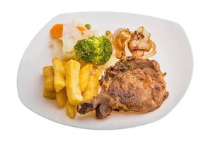T-bone steak on white background photo