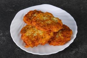 Roasted potato pancakes in the bowl photo