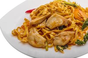 Fried noodles with pork photo