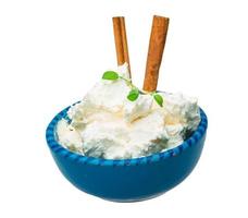 Cottage cheese in dish photo