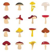 Mushroom icons set in flat style vector