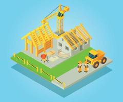 Construction concept banner, isometric style vector