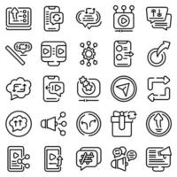 Repost icons set, outline style vector