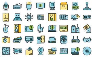 Computer store icons set vector flat