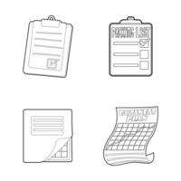 To do list icon set, outline style vector