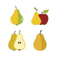 Pear icon set, flat style vector