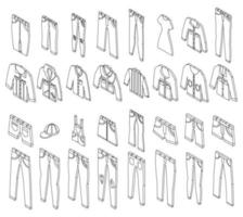 Jeans icons set vector outine