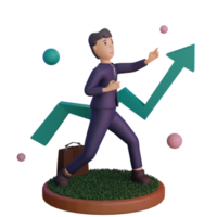 personaggio con statistica in alto, illustrazione 3d png