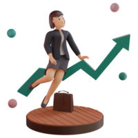 Female character with statistic UP, 3d Illustration png