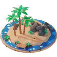 isla de verano con palmeras, ilustración 3d png