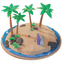 estate dell'isola con palma, illustrazione 3d png