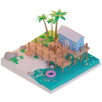 estate dell'isola con palma, illustrazione 3d png