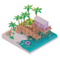 Island Summer with tree palm, 3d Illustration png