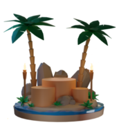 Island Summer with tree palm, 3d Illustration png