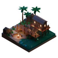 isla de verano con palmeras, ilustración 3d png